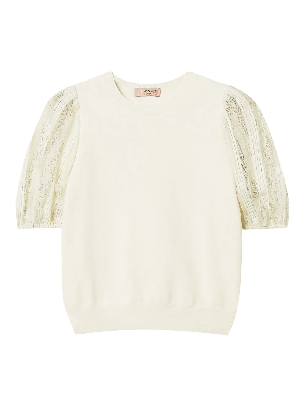 TWINSET Top con maniche in pizzo - Toni neutri