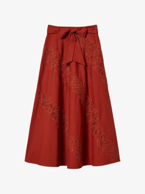TWINSET long poplin and broderie anglaise skirt