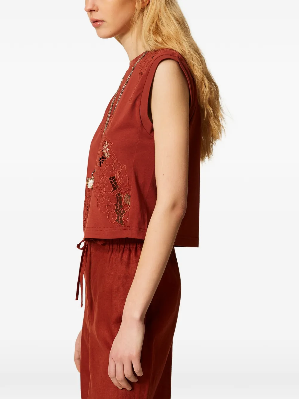 TWINSET Top van kant Bruin
