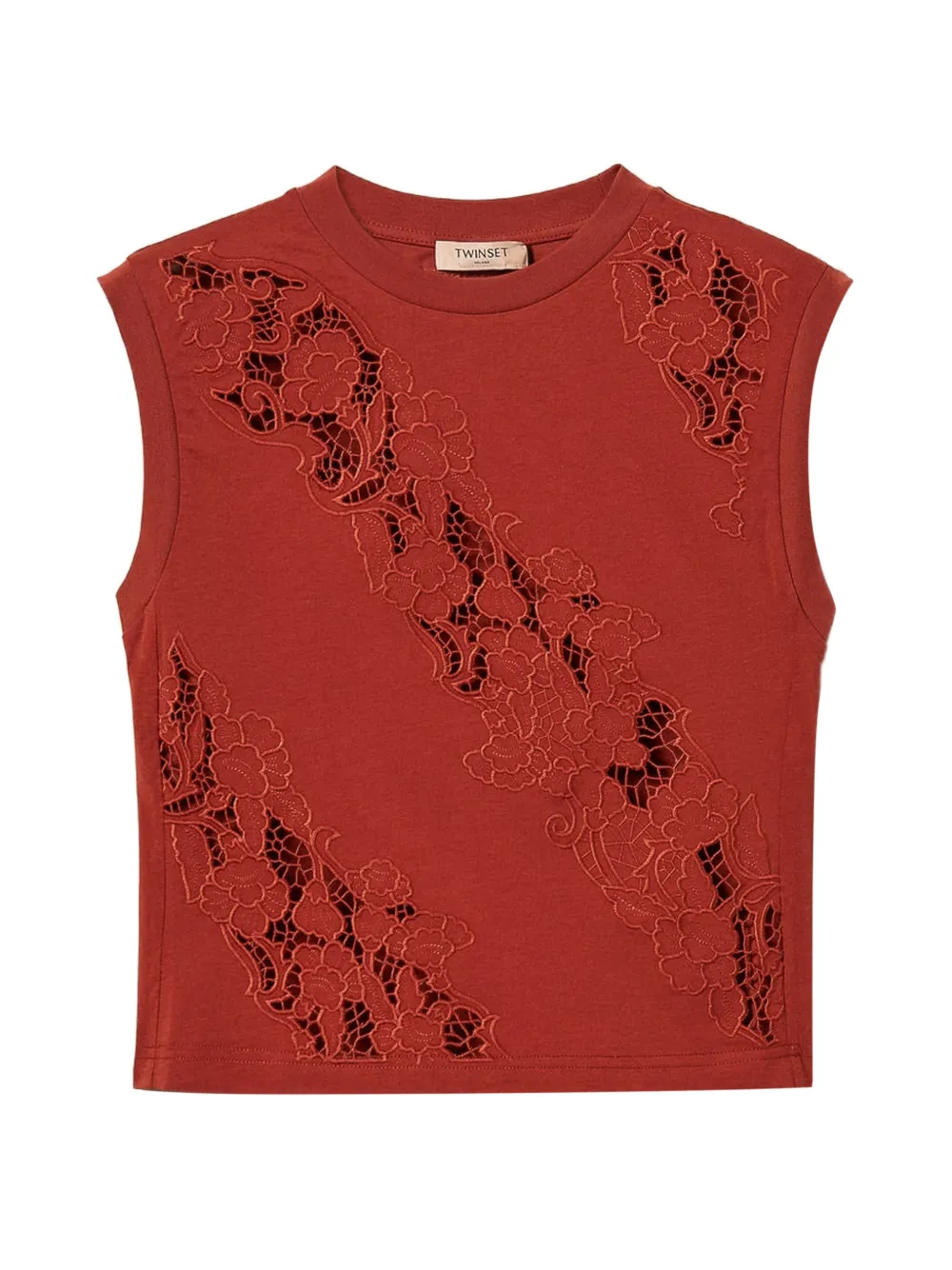 TWINSET Top in pizzo - Marrone