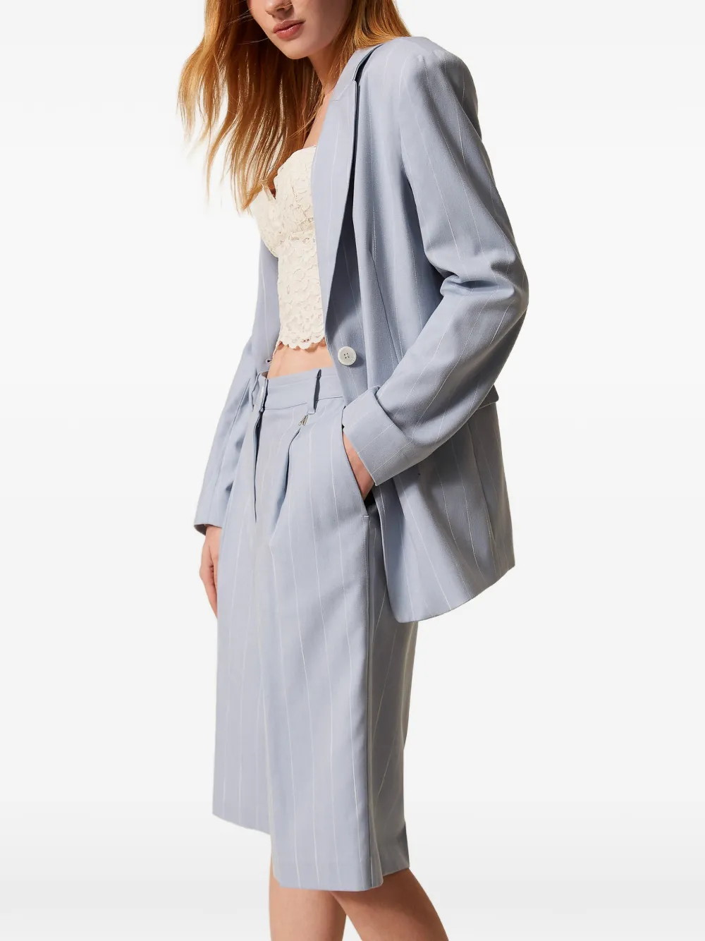 TWINSET Blazer met krijtstreep Blauw