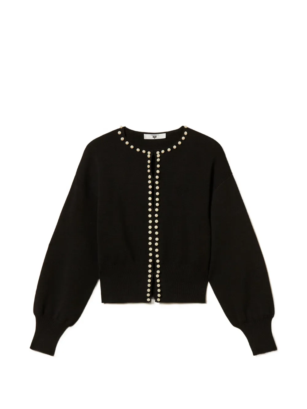 Twinset Pearl-embellished Cardigan In Black