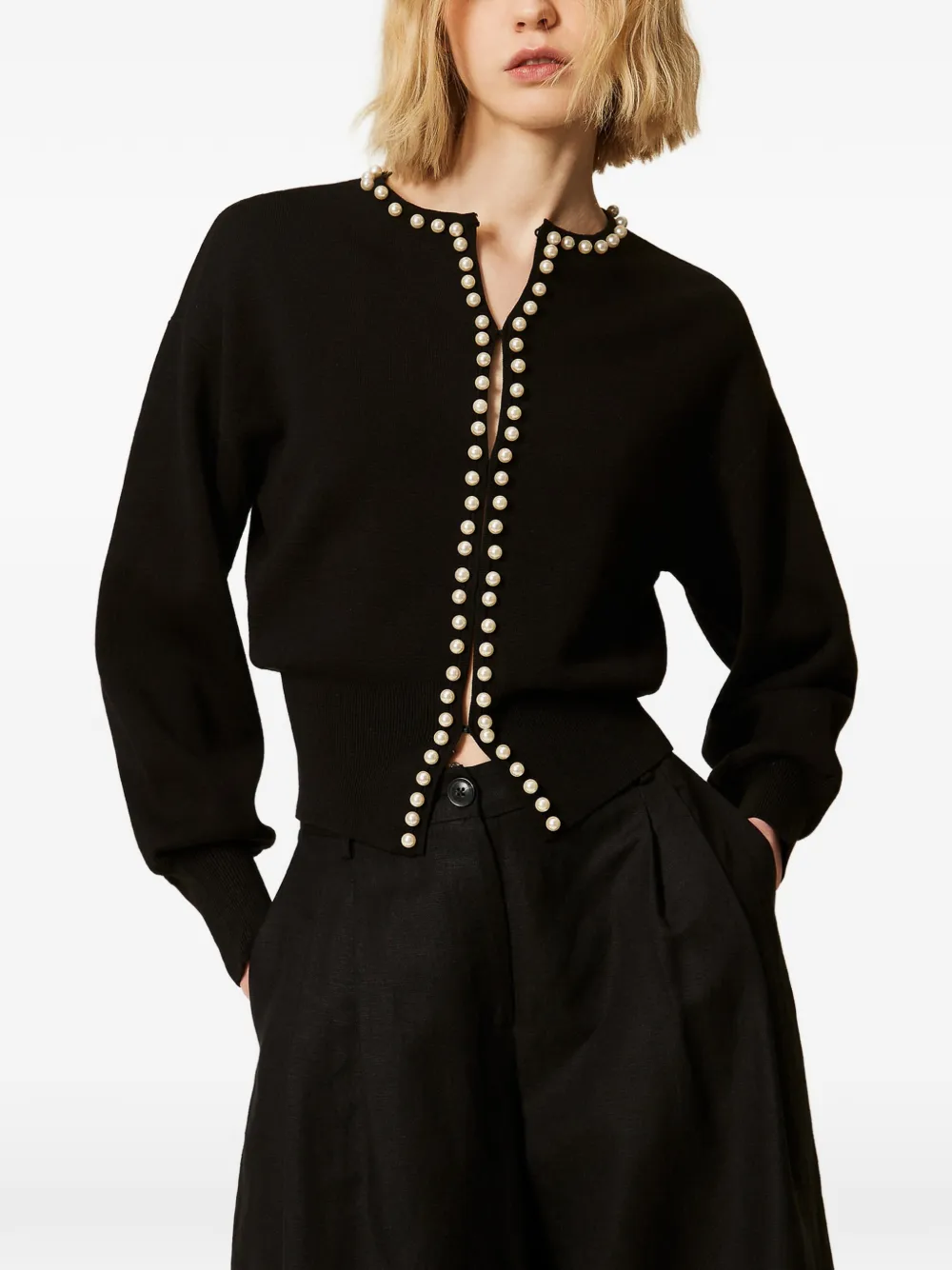 TWINSET Vest verfraaid met parels Zwart