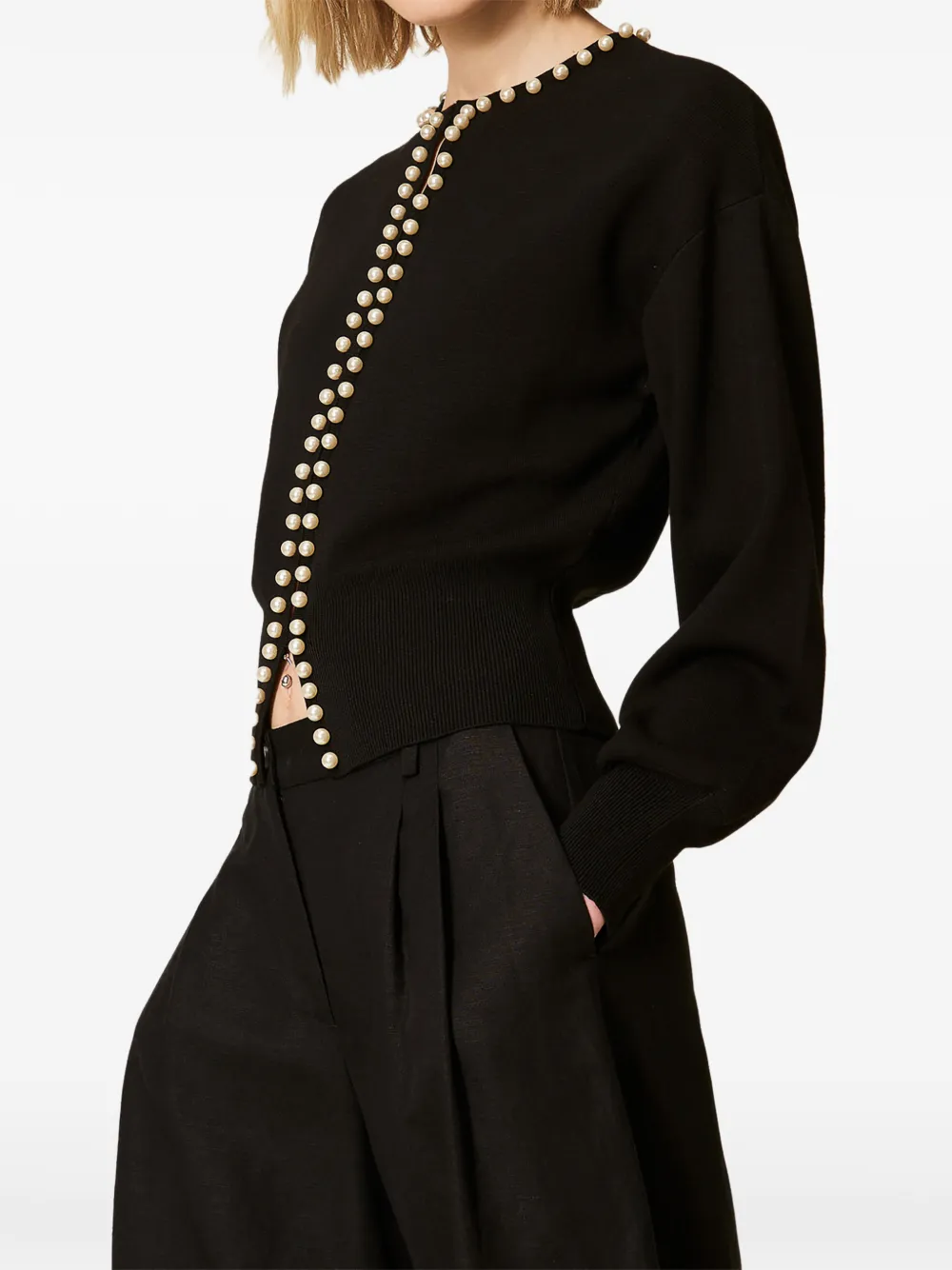 TWINSET Vest verfraaid met parels Zwart