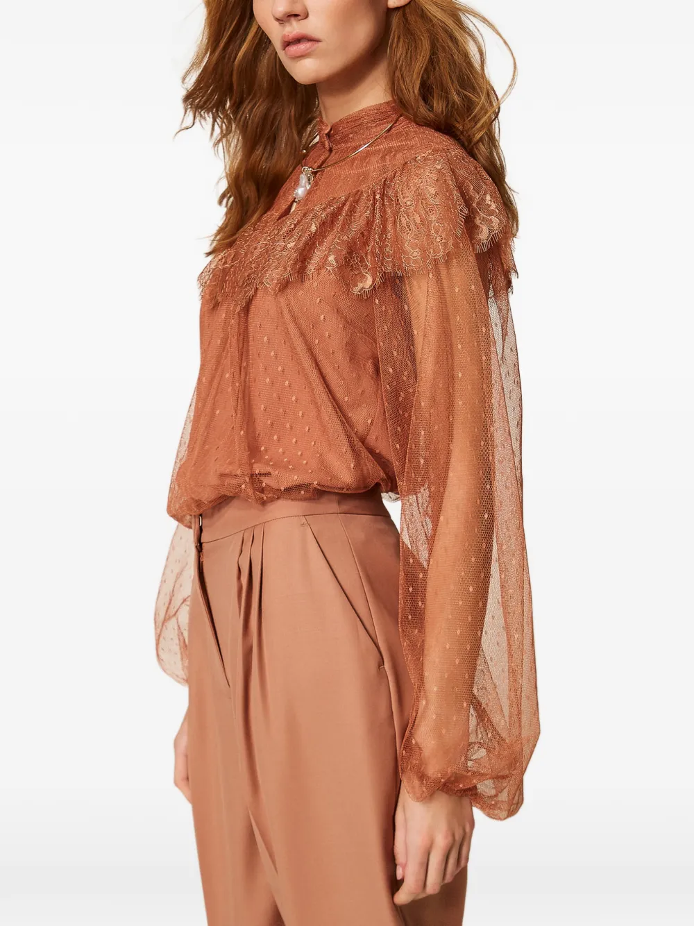  Twinset Tulle Blouse - Brown 