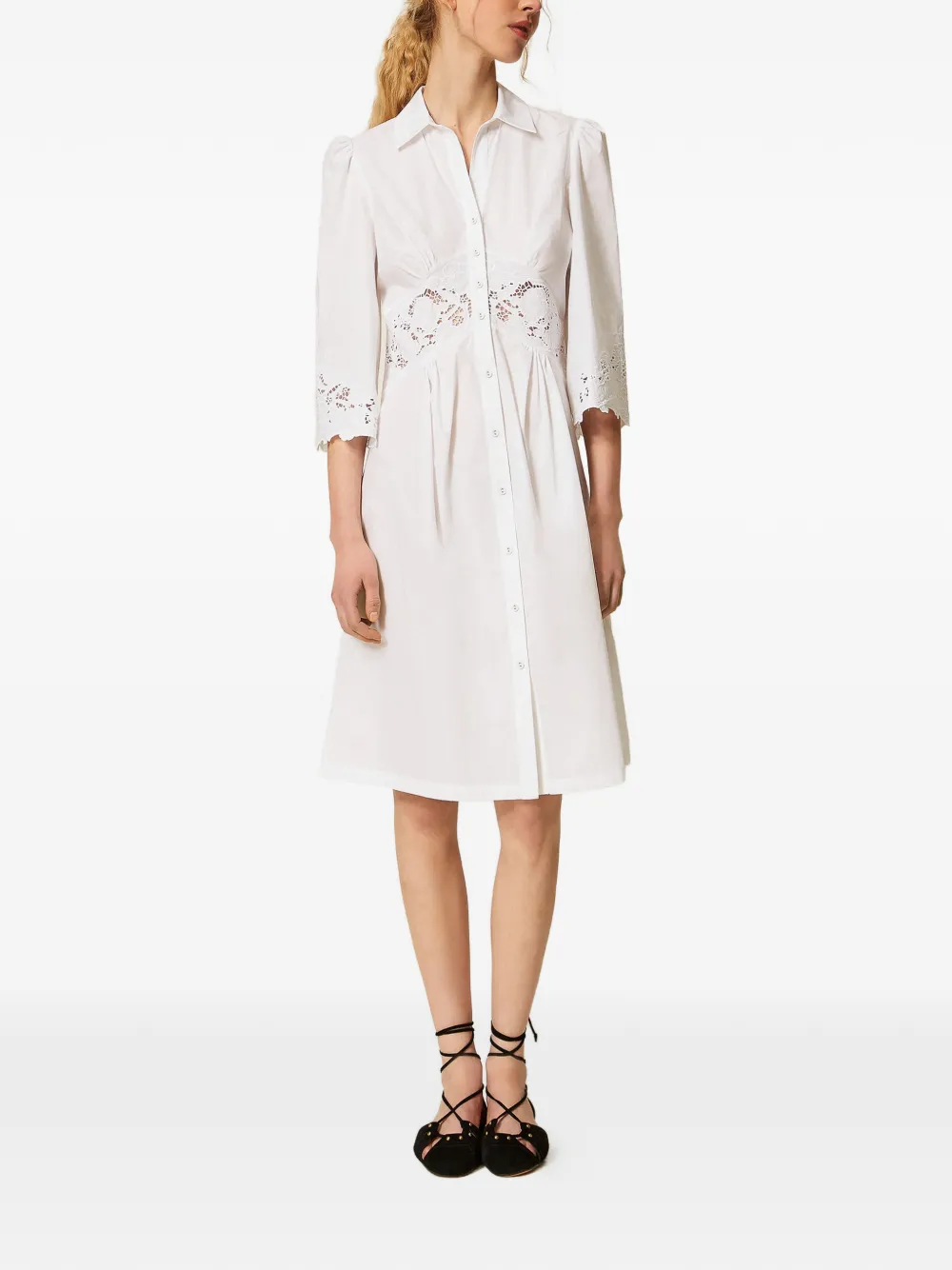 TWINSET Midi-blousejurk met kant Wit