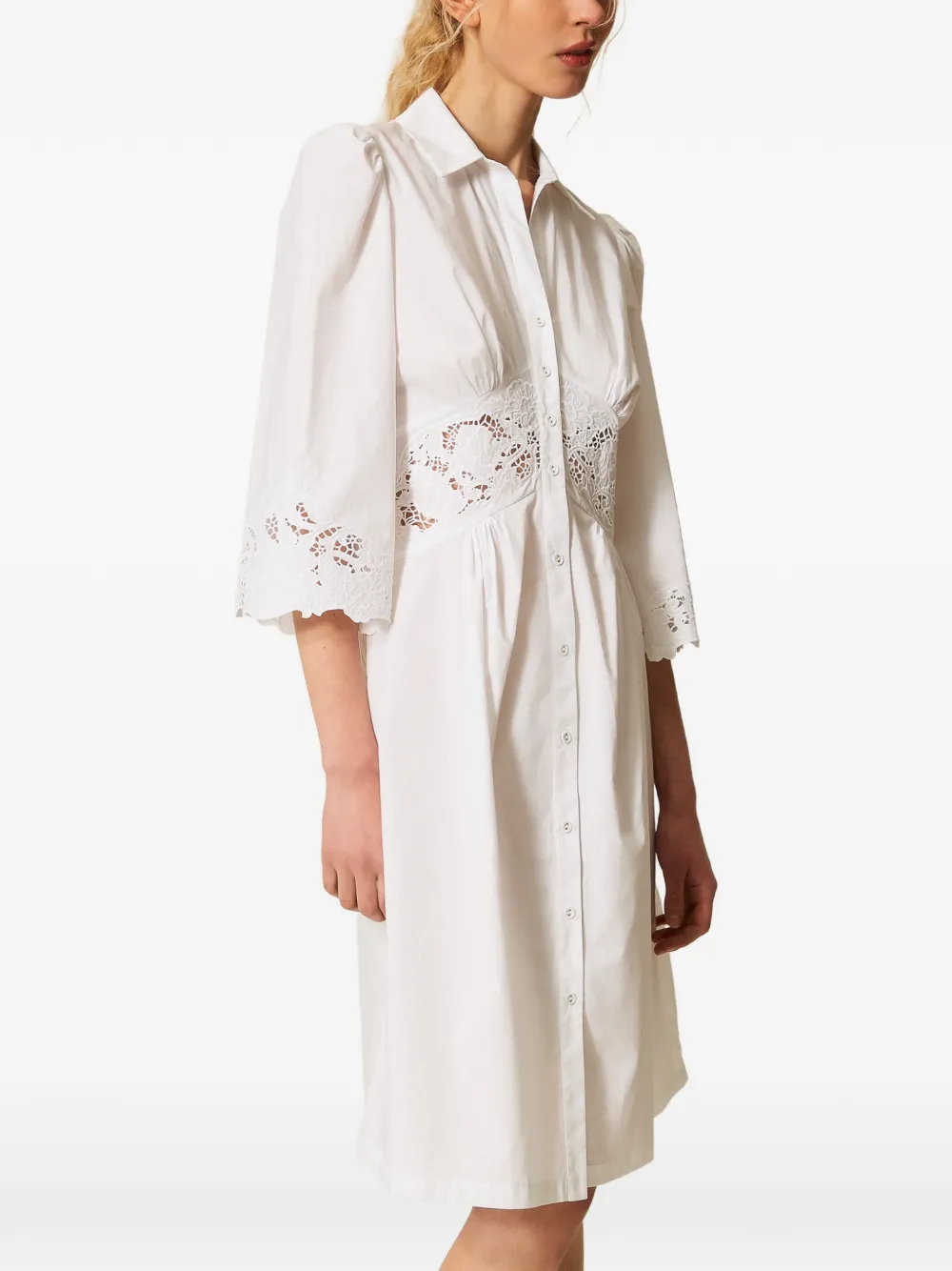 TWINSET レースディテール シャツドレス | ホワイト | FARFETCH JP