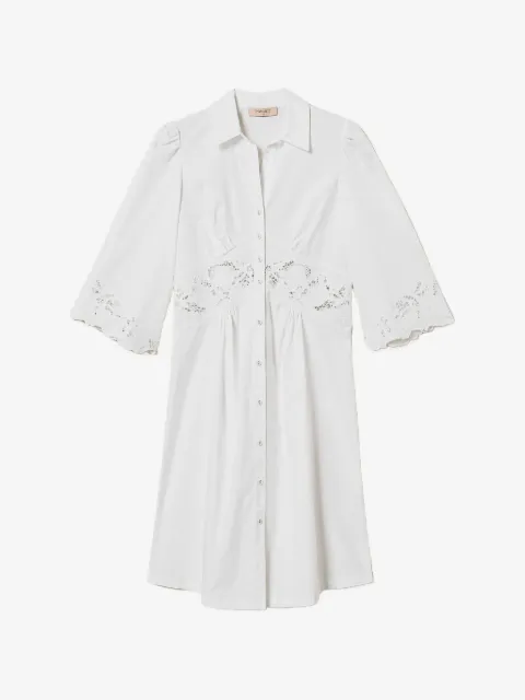 TWINSET vestido camisero midi con detalle de encaje