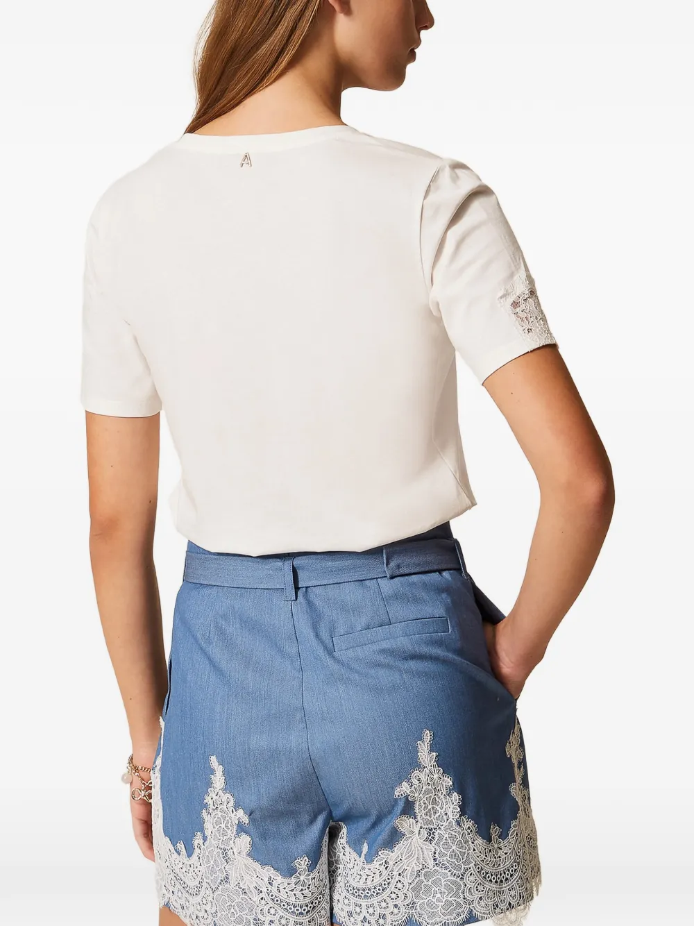 TWINSET T-shirt met veterdetail Wit