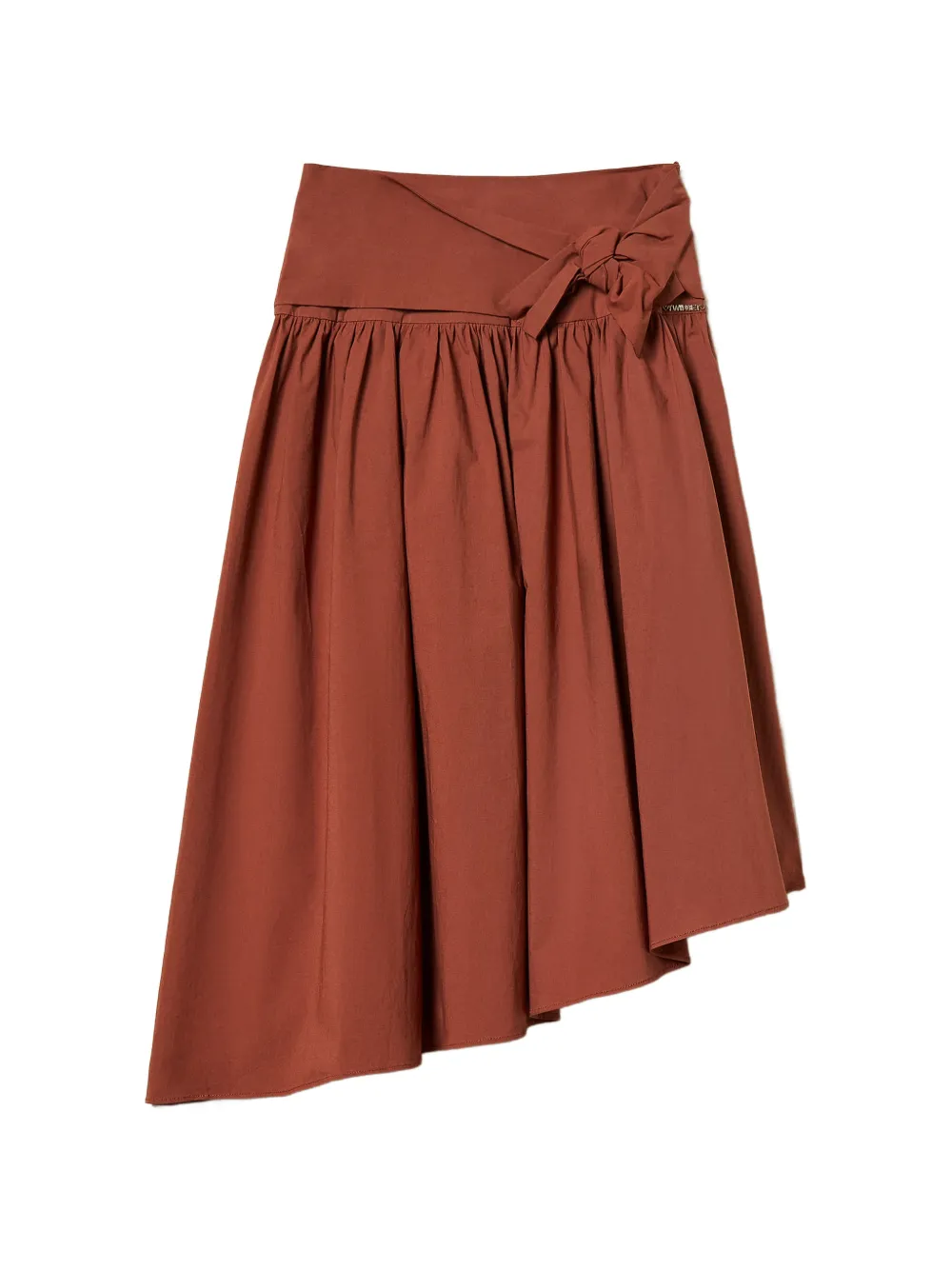 TWINSET Kids asymmetric poplin skirt - Marrone