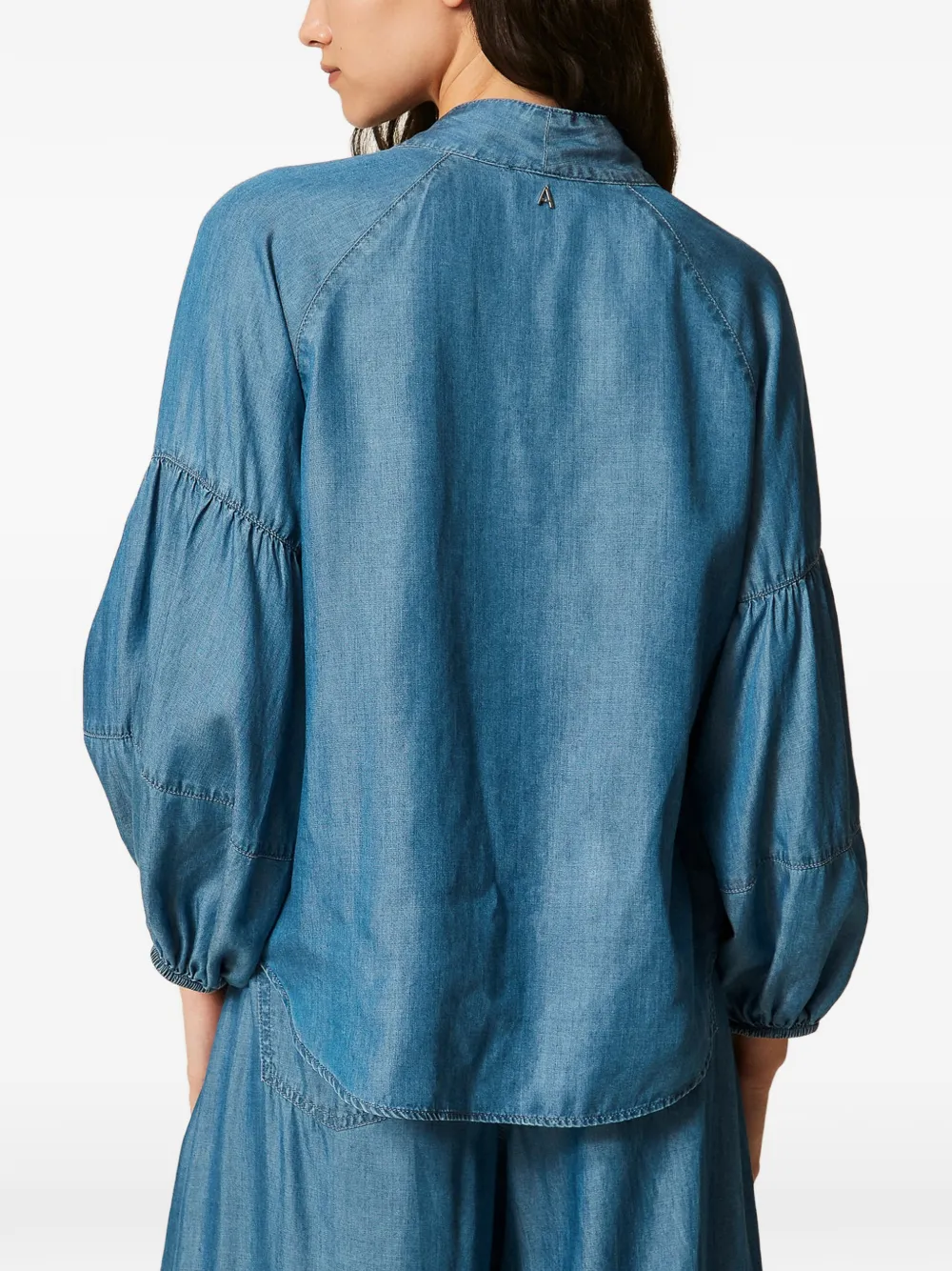 TWINSET Denim blouse met ballonmouwen Blauw