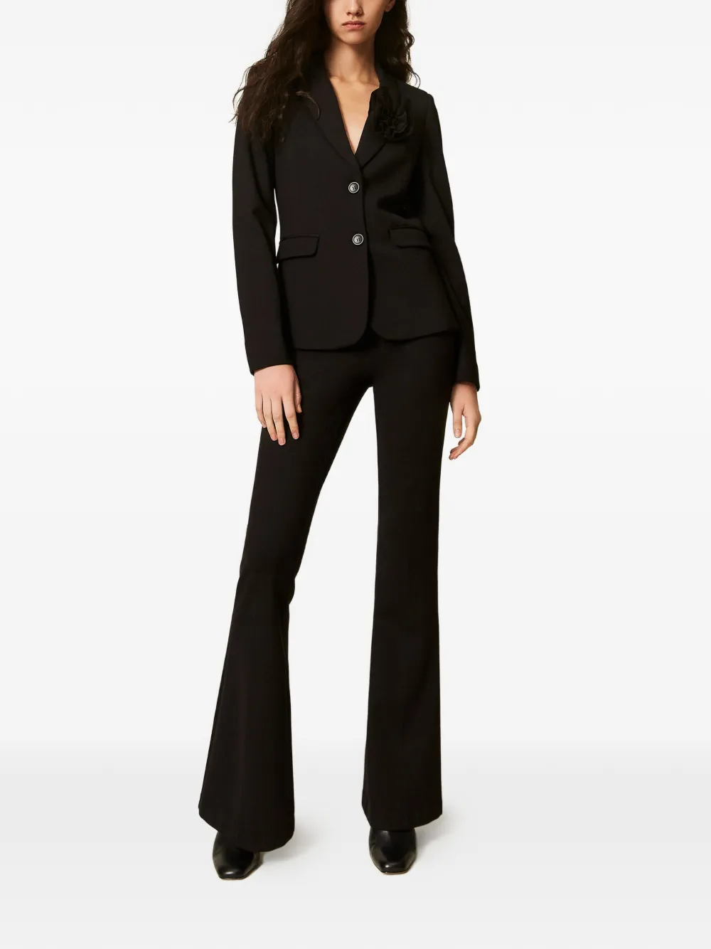 TWINSET Blazer met broche met bloemen Zwart