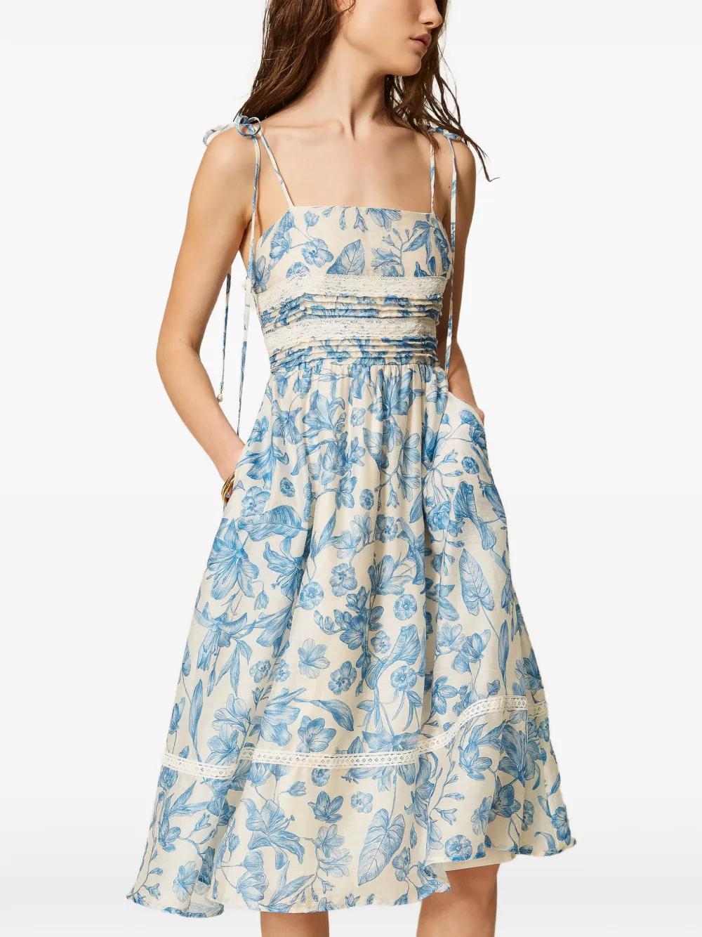 TWINSET Midi-jurk met bloemenprint Beige