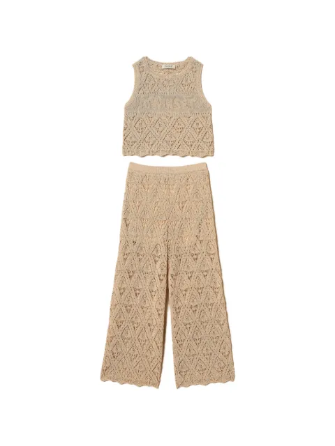 TWINSET Kids diamond knit wide-leg trouser set (set of two)