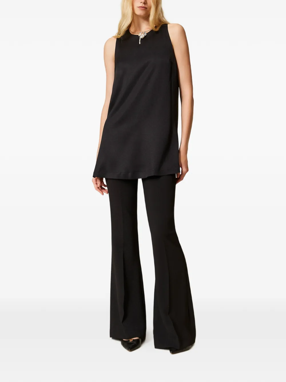 TWINSET Mouwloze blouse met ronde hals - Zwart
