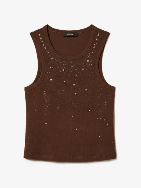 TWINSET ribbed top with embroidery