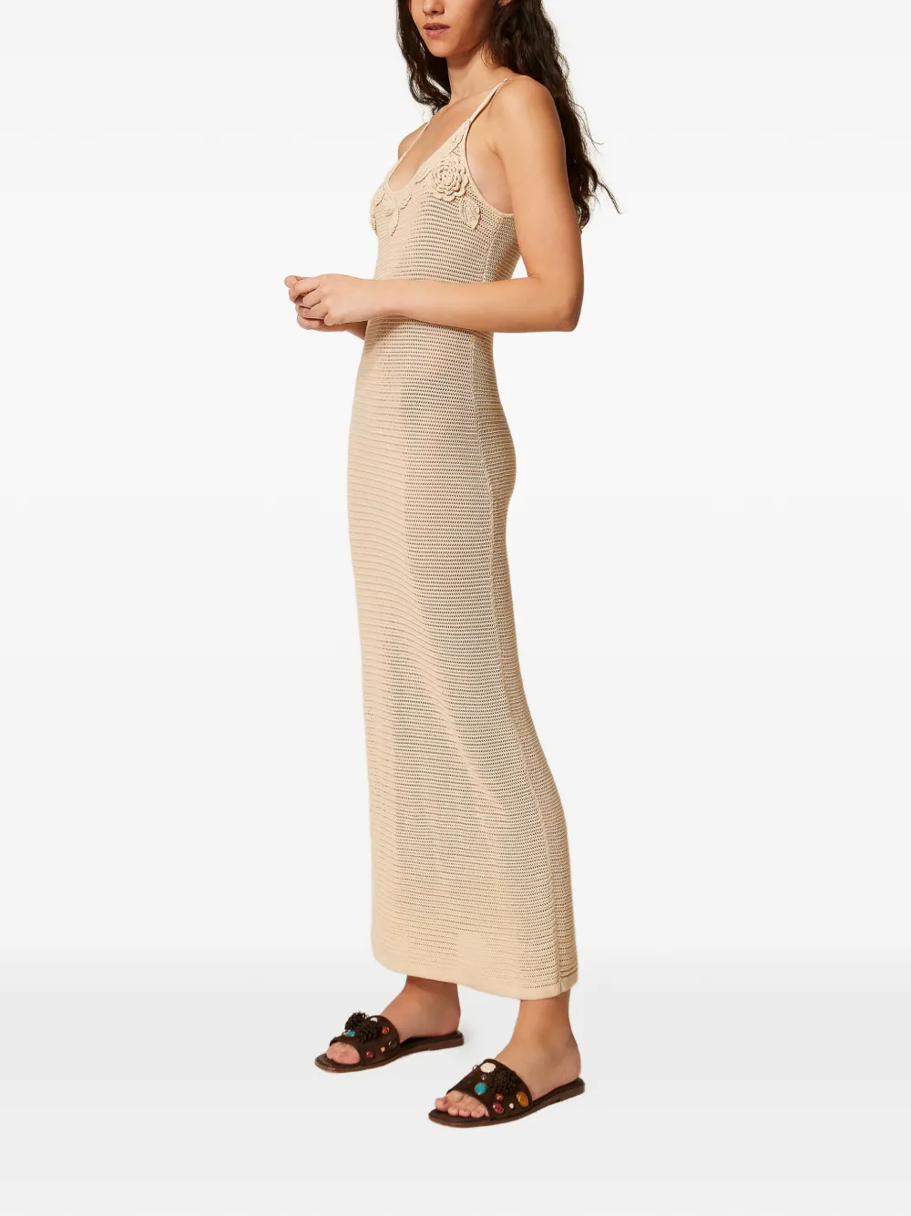 TWINSET Jurk met bloemenpatch Beige
