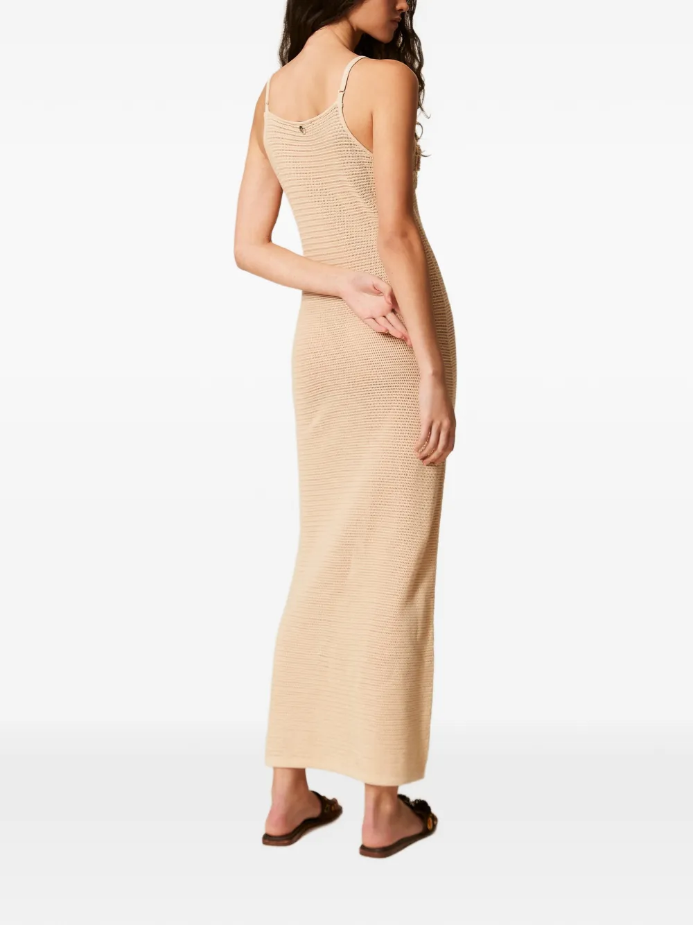TWINSET Jurk met bloemenpatch Beige