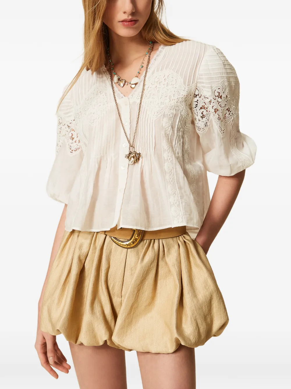TWINSET blouse met detail van kant Wit