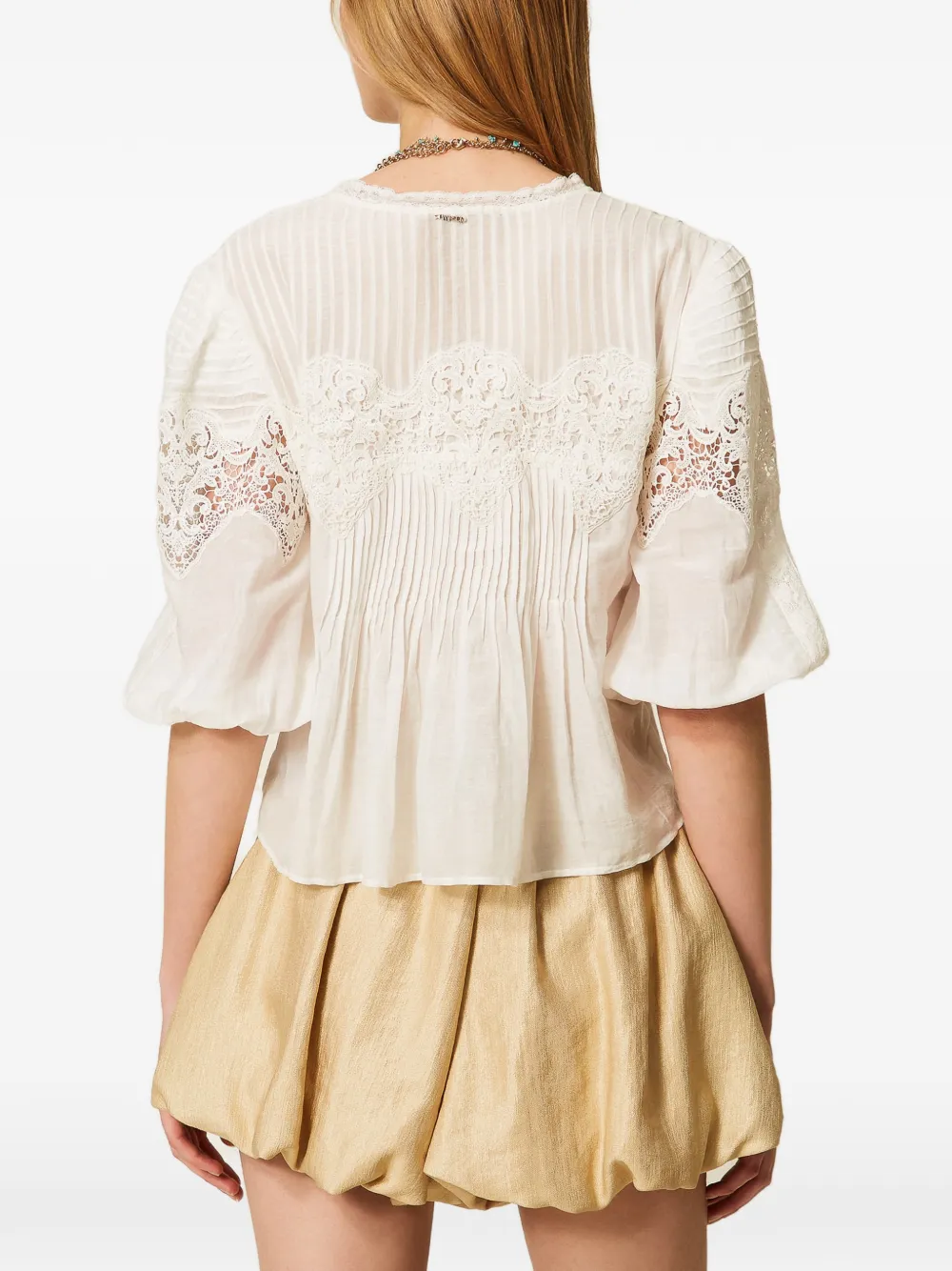 TWINSET blouse met detail van kant Wit