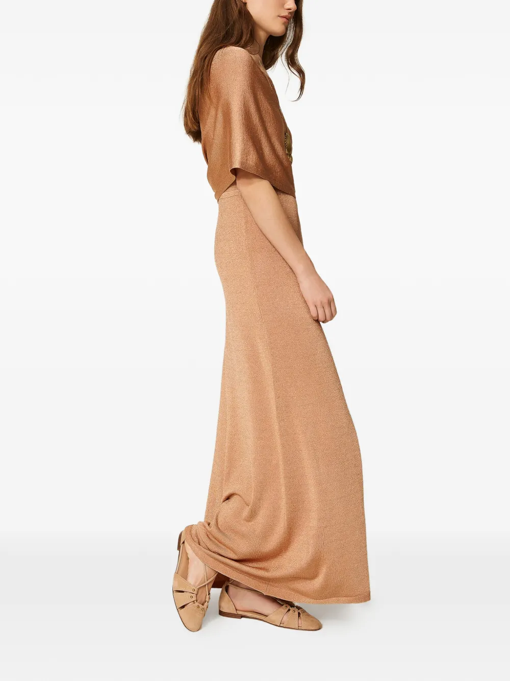 TWINSET Asymmetrische maxi-jurk Beige