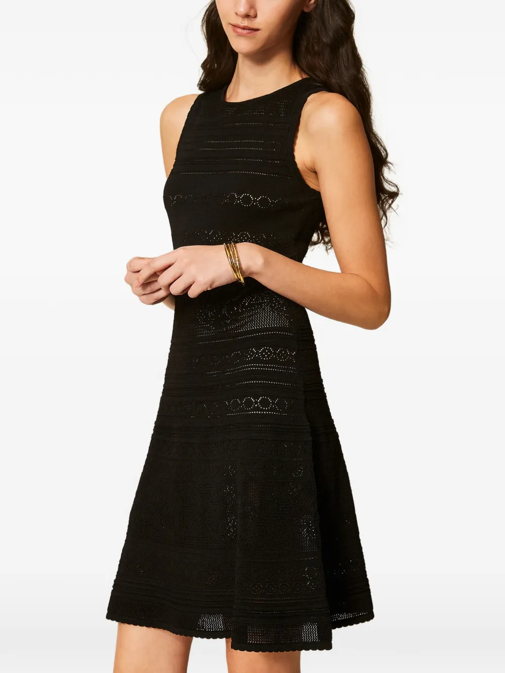  Twinset Knitted Open Back Dress - Black 
