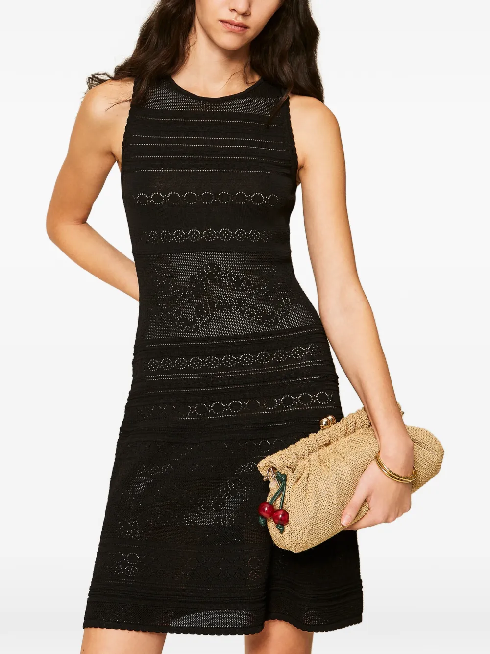 Twinset Knitted Open Back Dress - Black 
