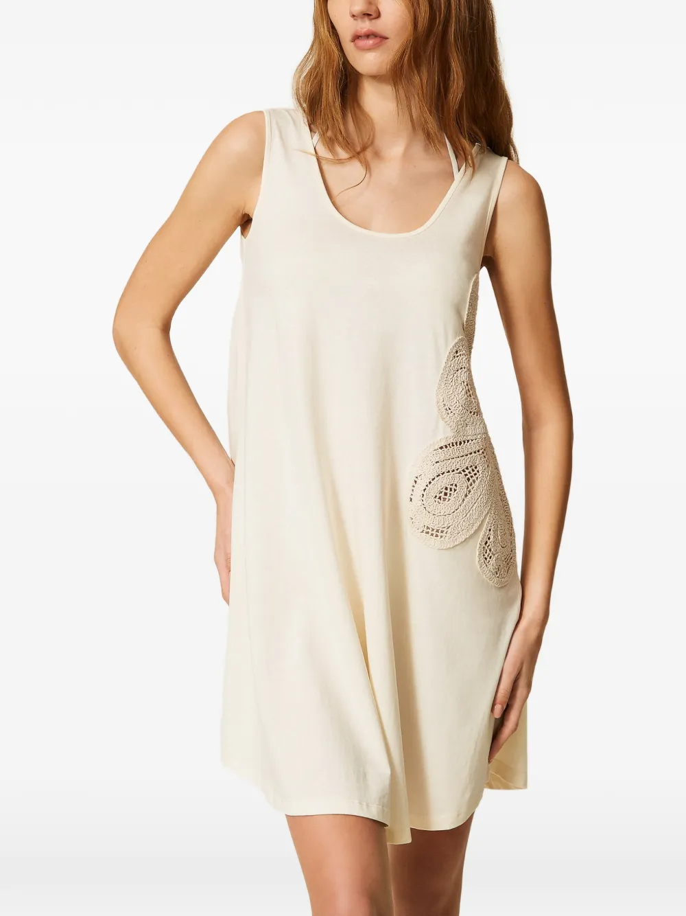 TWINSET Jurk met gehaakte applicatie Wit
