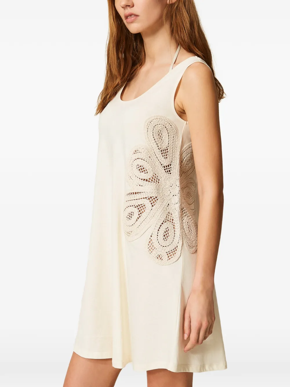 TWINSET Jurk met gehaakte applicatie Wit