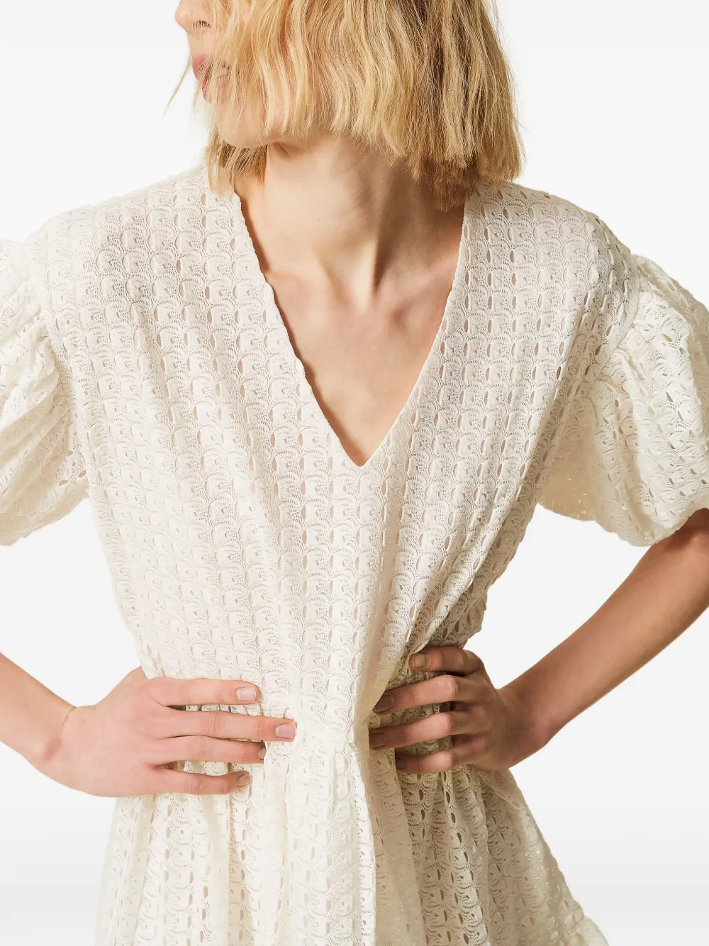 TWINSET Gelaagde jurk met pofmouwen Wit