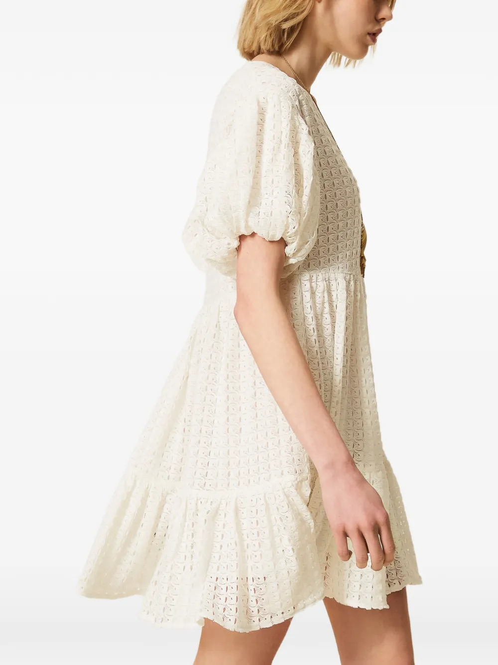 TWINSET Gelaagde jurk met pofmouwen Wit