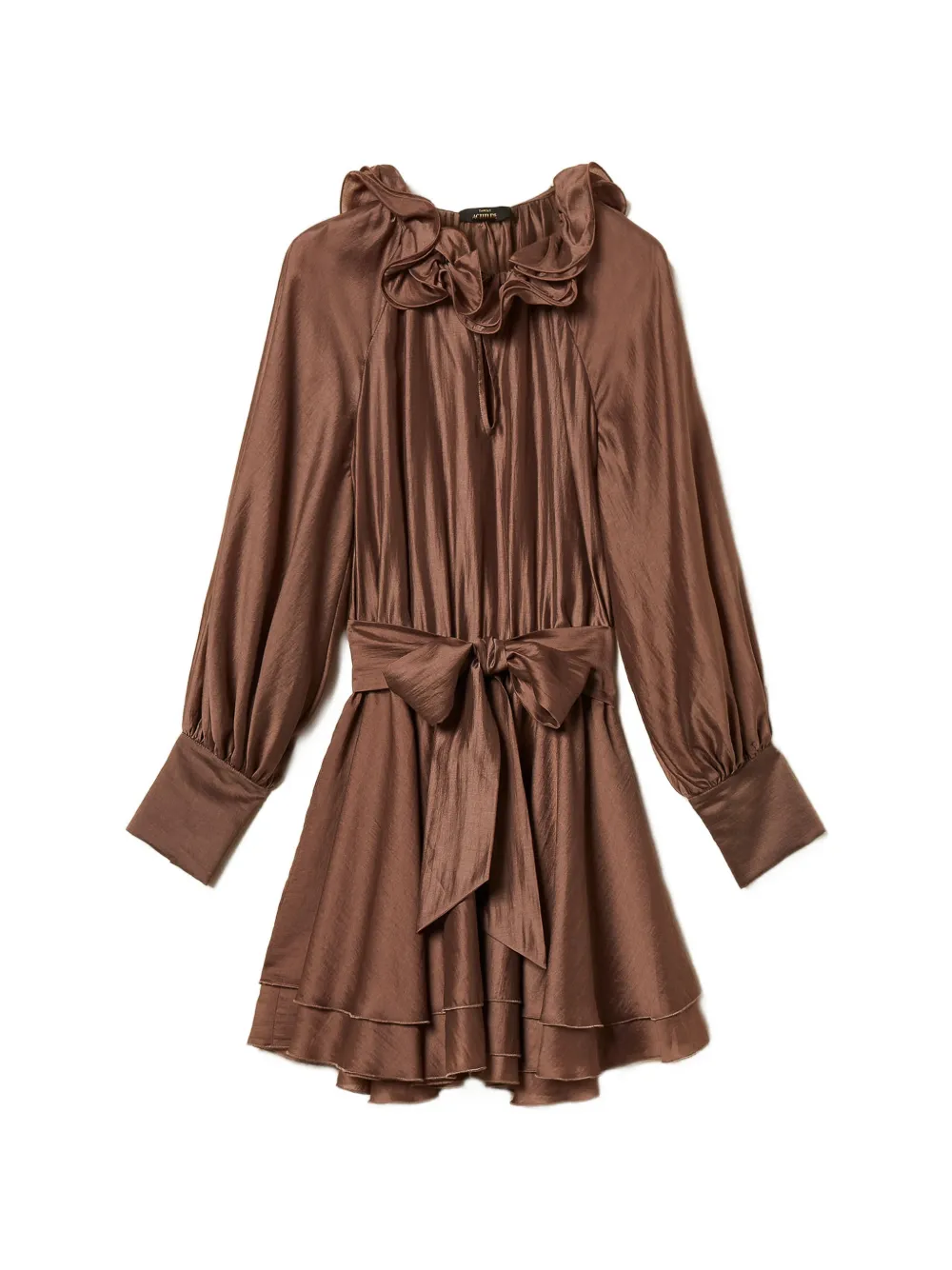 TWINSET ruffled belted dress - Marrone