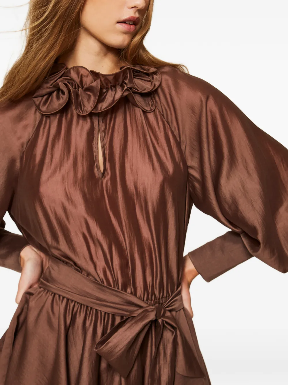 TWINSET Jurk met ruches Bruin