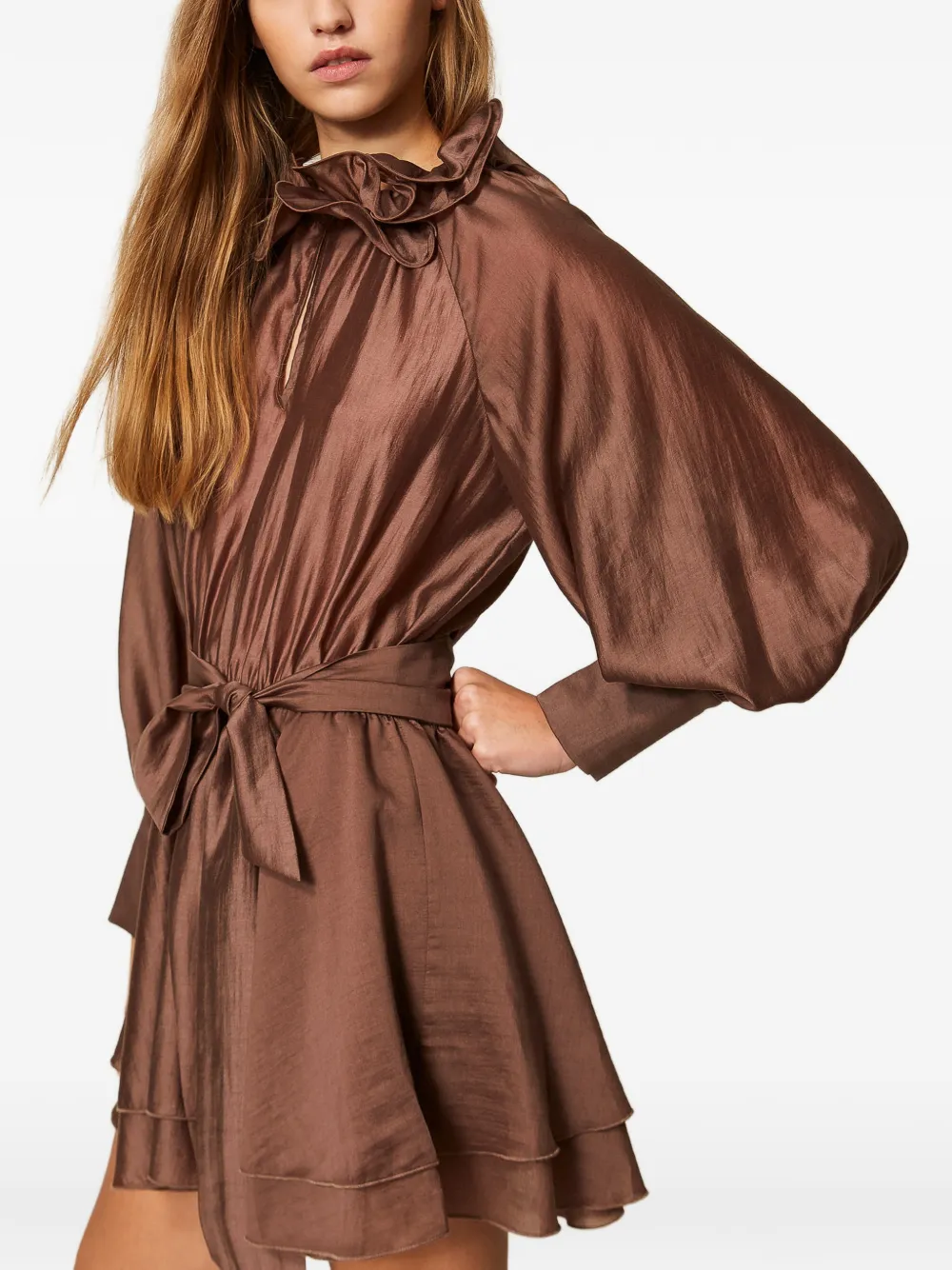 TWINSET Jurk met ruches Bruin
