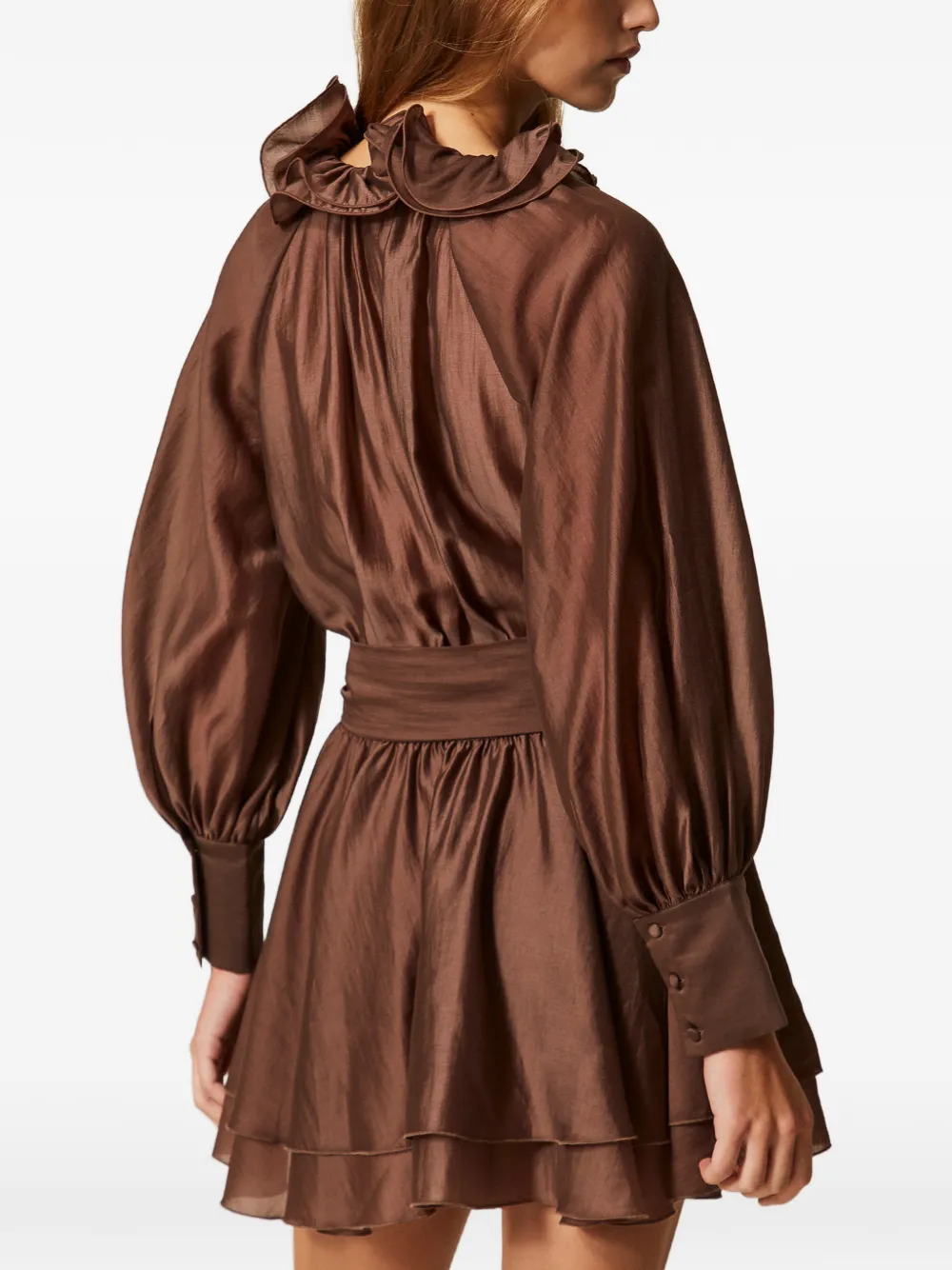 TWINSET Jurk met ruches Bruin