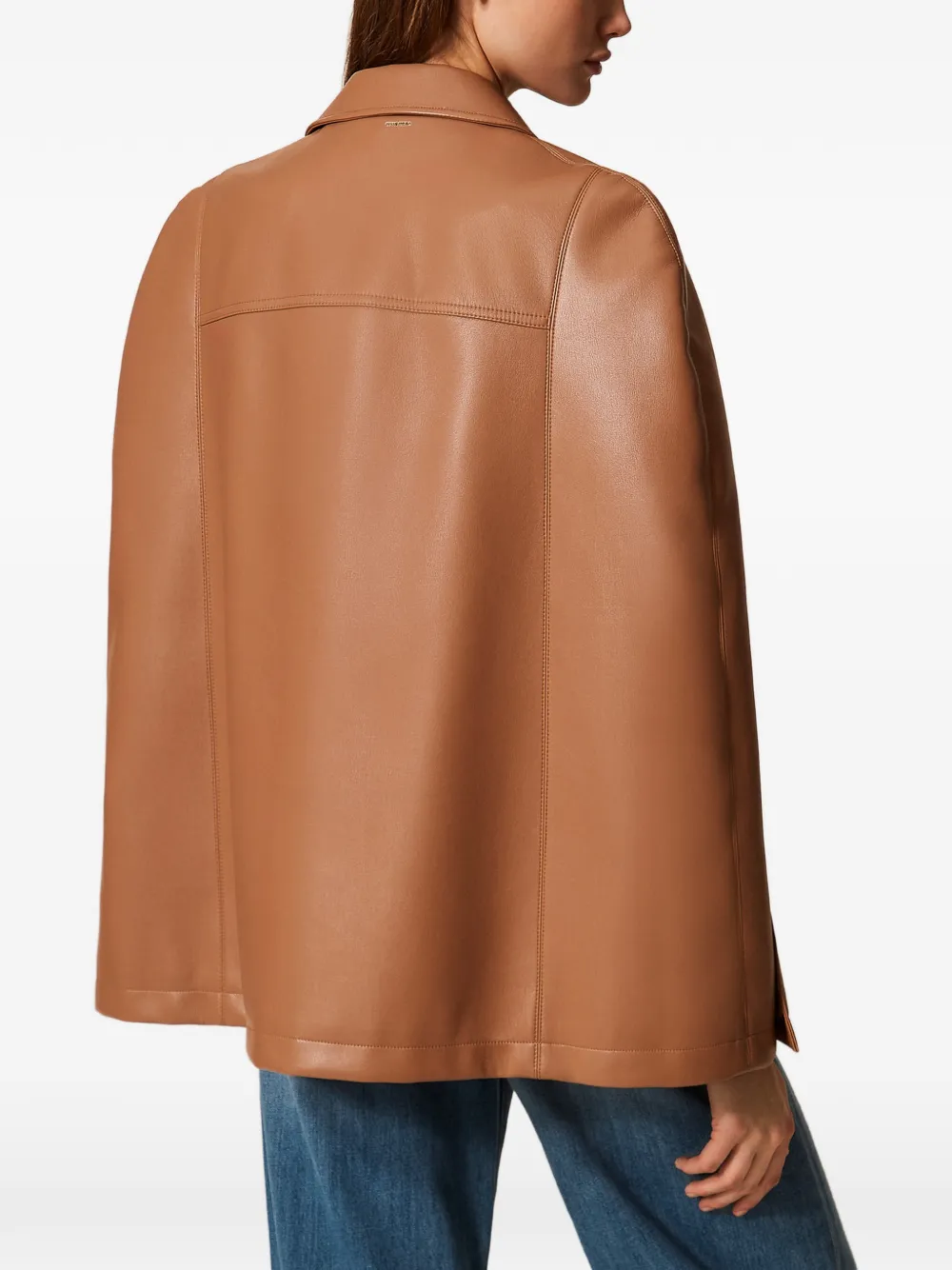 TWINSET Jack van imitatieleer met cape Bruin