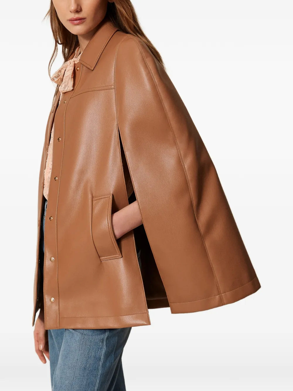 TWINSET Jack van imitatieleer met cape Bruin