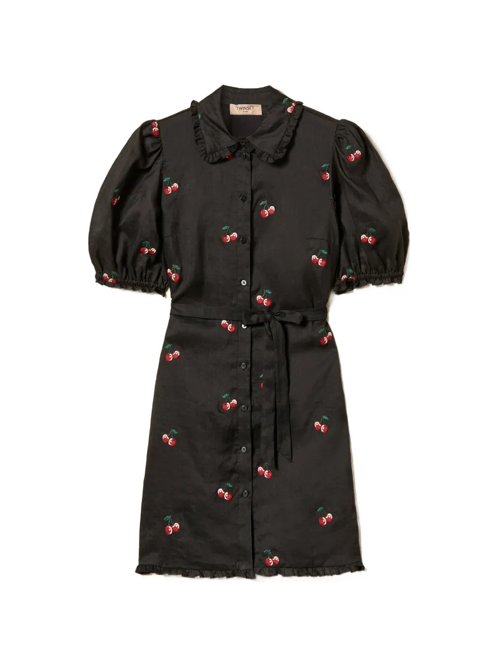 TWINSET embroidered ruffled dress - Nero