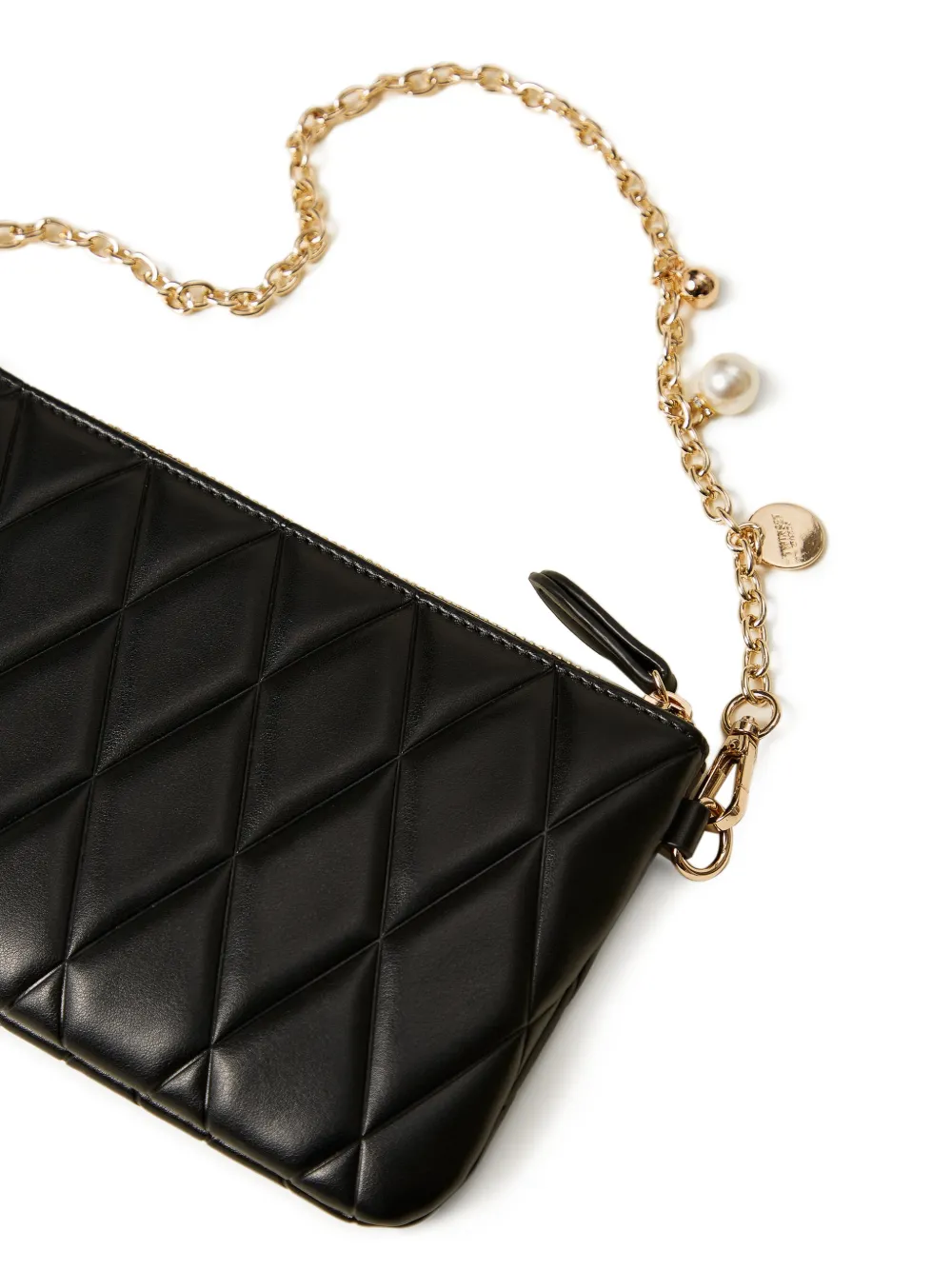TWINSET Gewatteerde mini-tas met logo Zwart