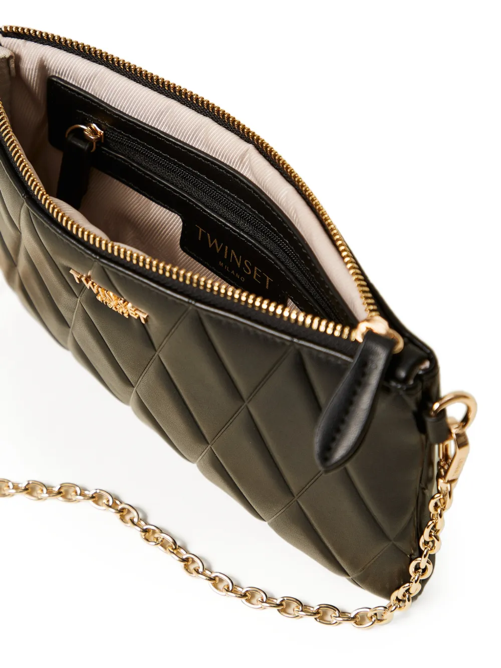 TWINSET Gewatteerde mini-tas met logo Zwart