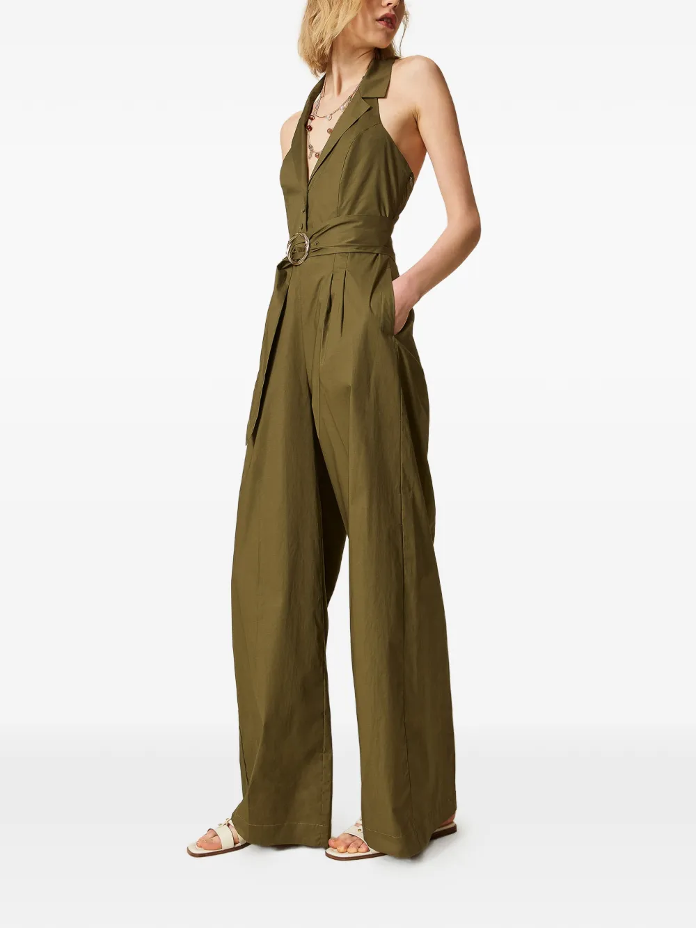  Twinset Belted Jumpsuit - Green 