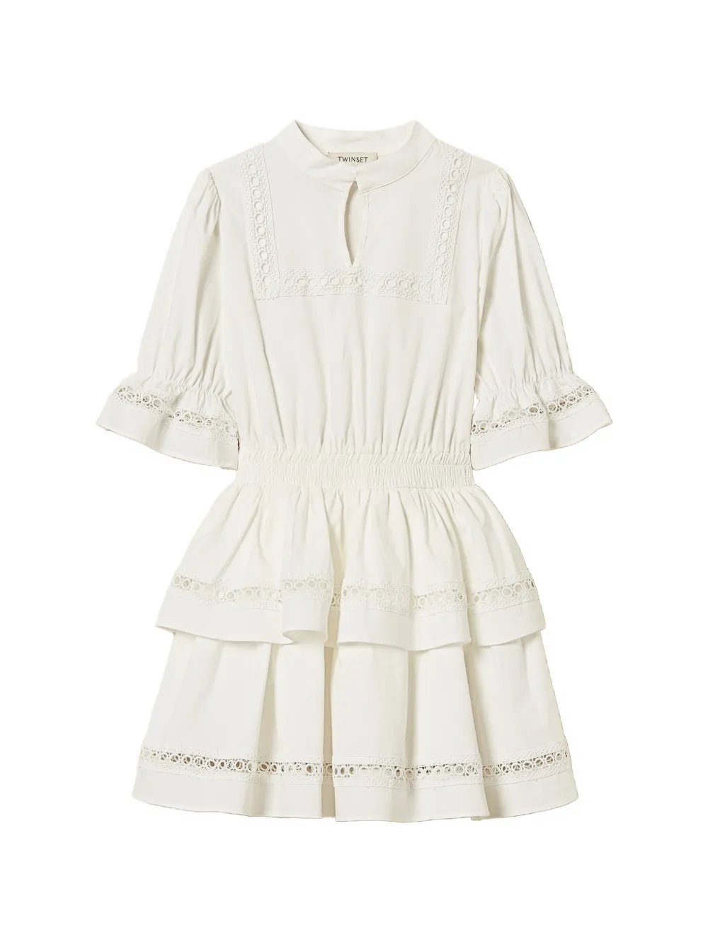 TWINSET Kids lace-detailing poplin dress - Bianco