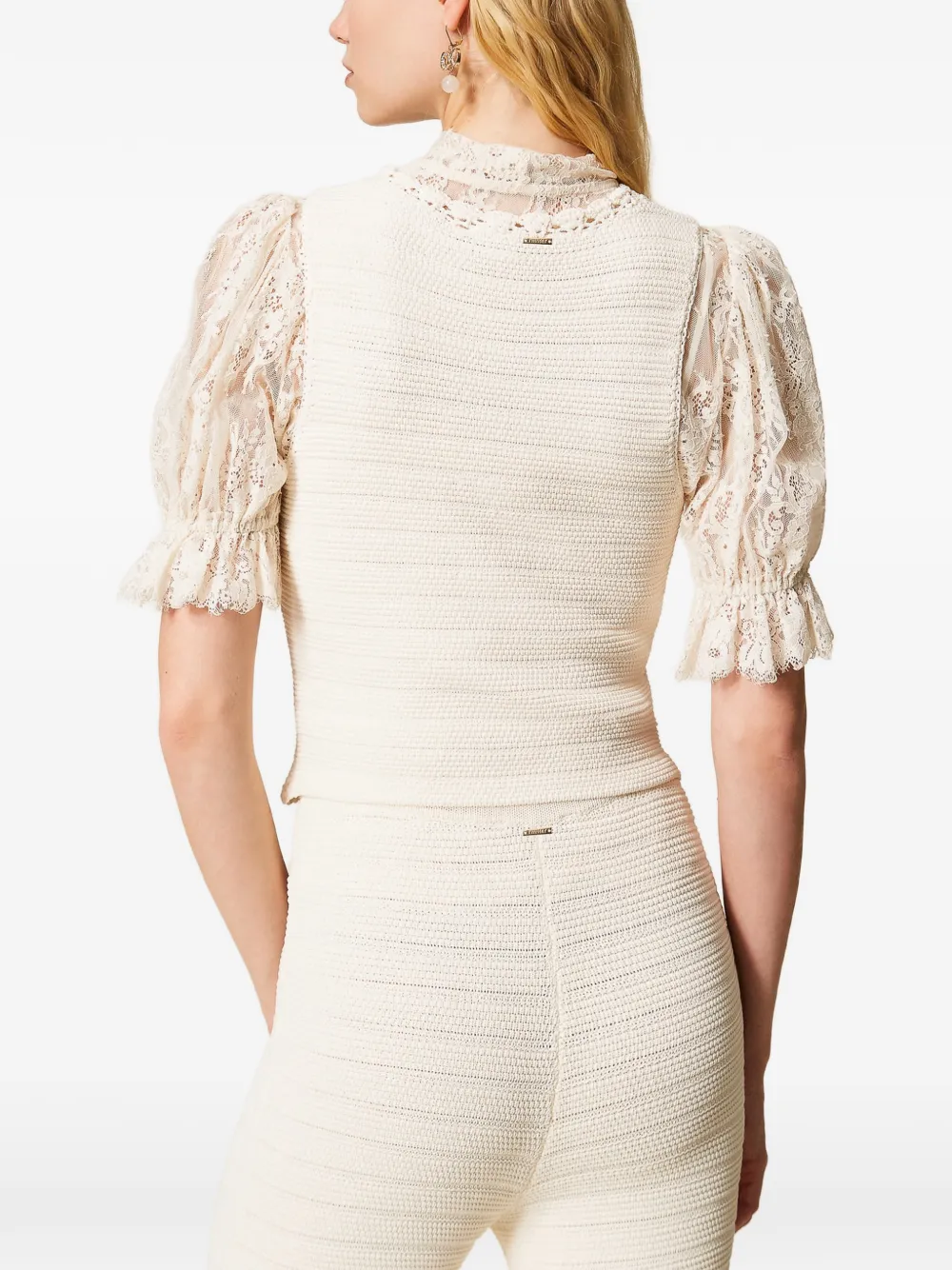 TWINSET Gebreid gilet met gehaakte afwerking Wit