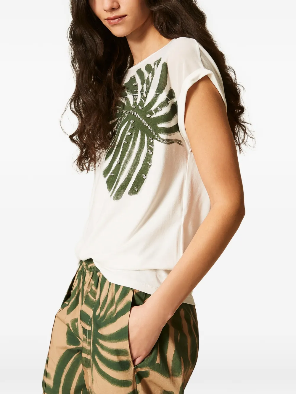  Twinset Print Embroidered T-shirt - White 