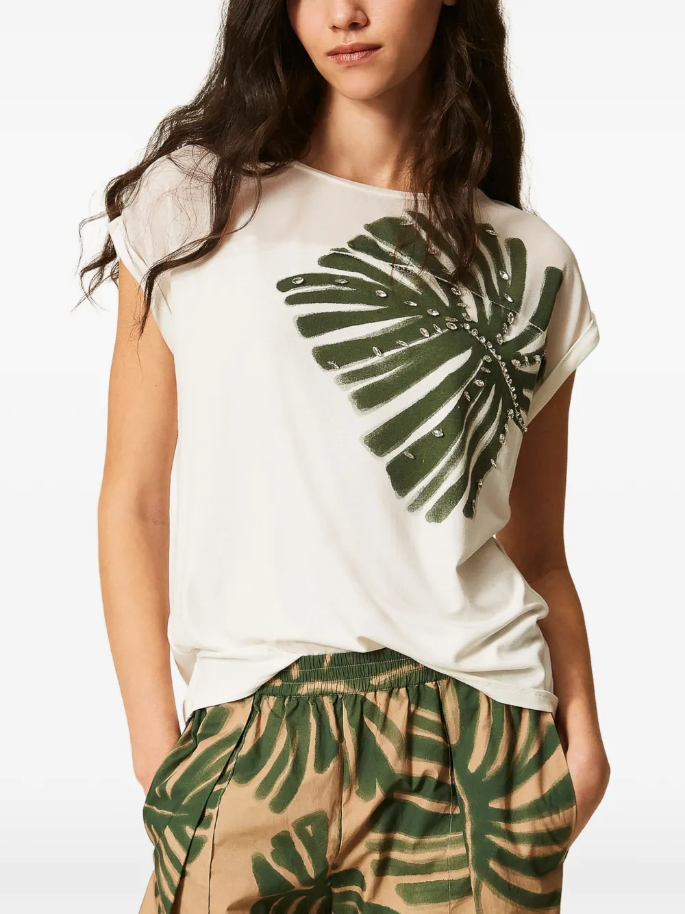  Twinset Print Embroidered T-shirt - White 