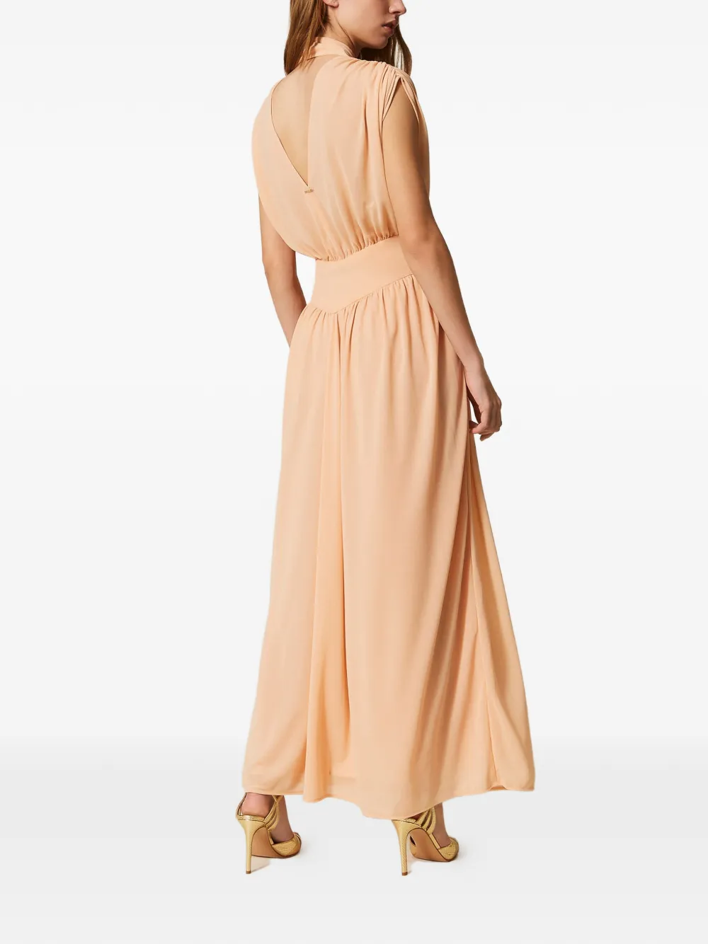 TWINSET Maxi-jurk met gesmockt detail Beige