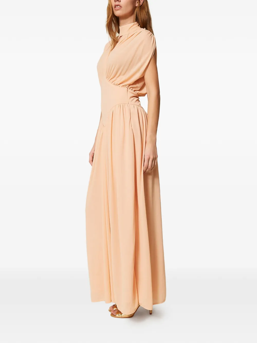 TWINSET Maxi-jurk met gesmockt detail Beige