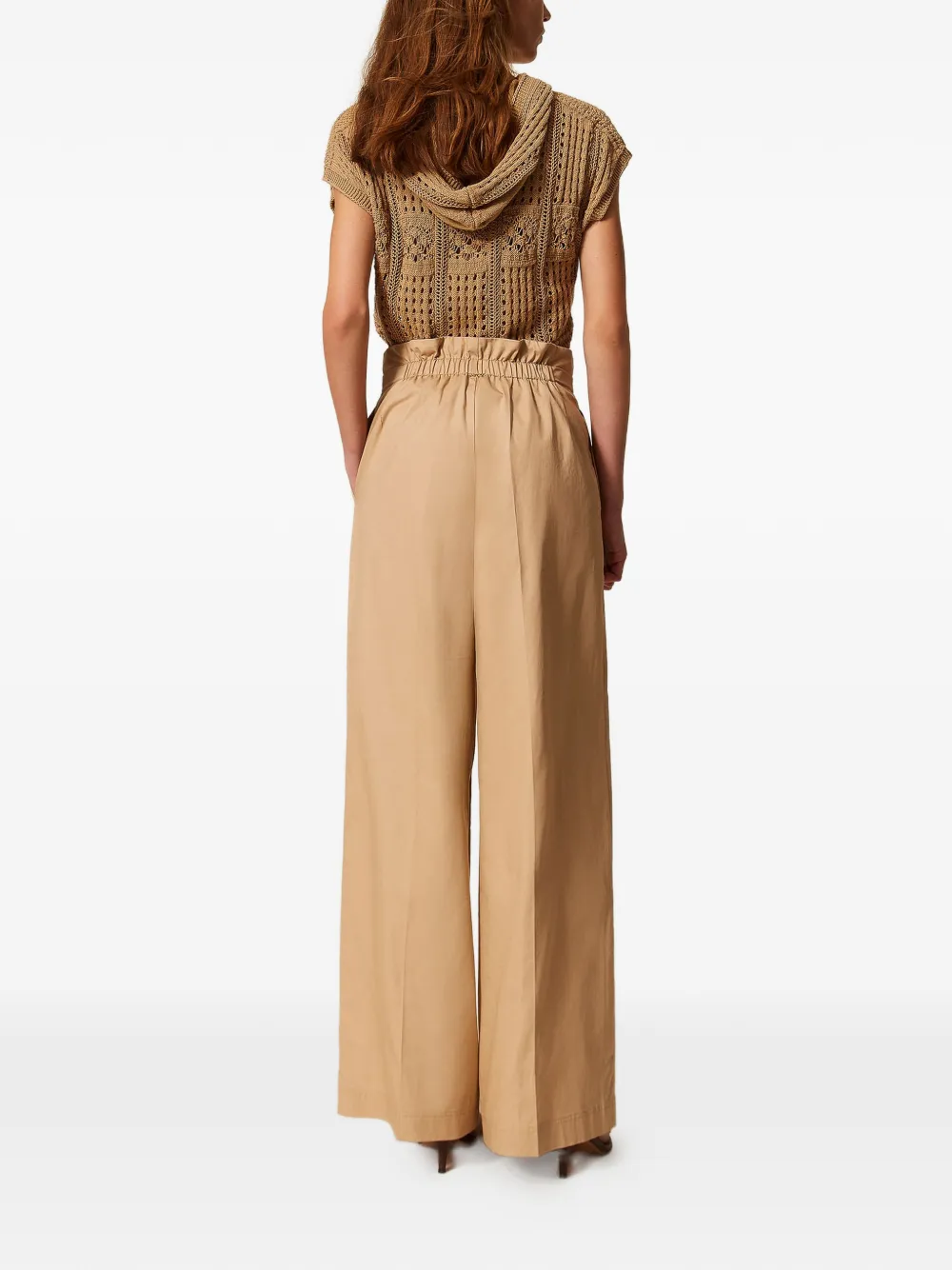 TWINSET Twill broek met wijde pijpen Beige