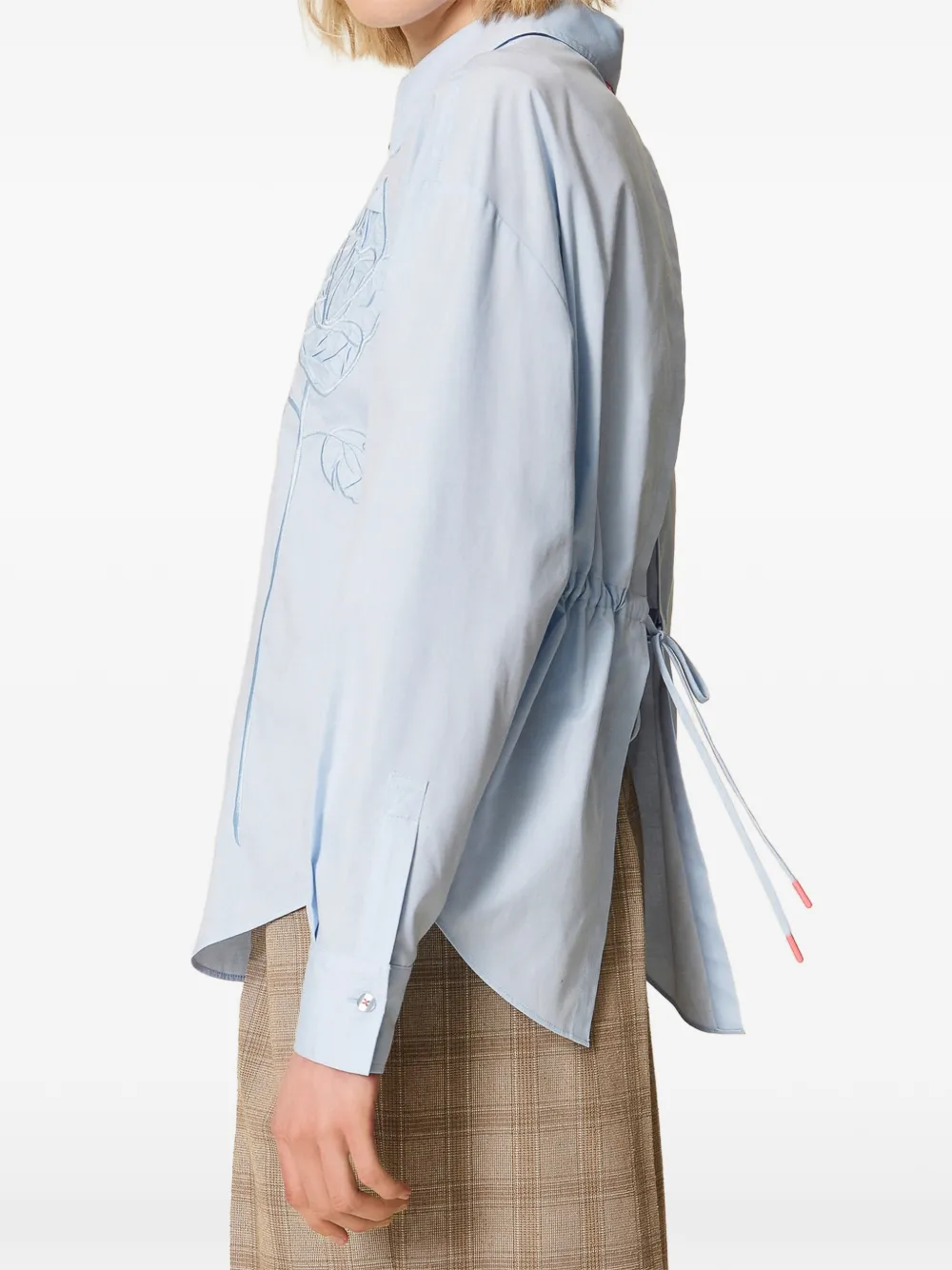  Twinset X Myfo Floral-embroidered Shirt - Blue 