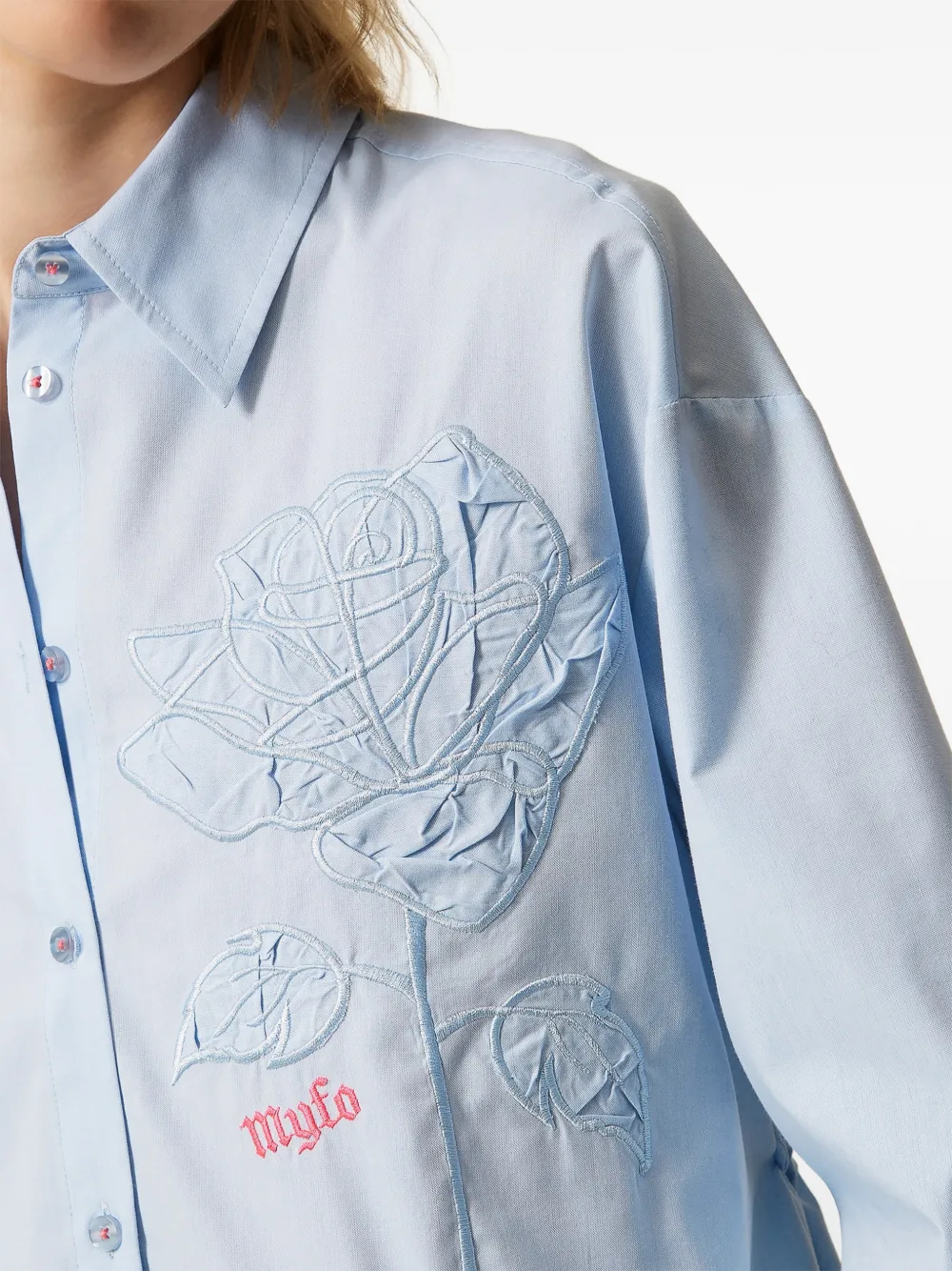 TWINSET x Myfo blouse met geborduurde bloemen Blauw